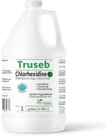 Topical Chlorhexidine 4% Shampoo for Dogs, Cats & Horses (Gallon)- with Aloe for Cleansing (USA) (Chlorhexidine 4% Shampoo, 1 Gallon)