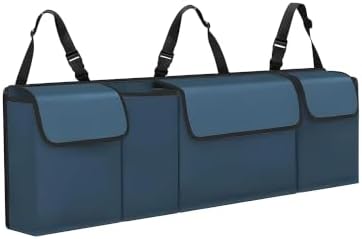 Car Trunk Organizer, Backseat Hanging Large Storage with Adjustable Straps,Waterproof PVC Collapsible Cargo Bag, Car Interior Accessories for Auto SUV MPV,Blue