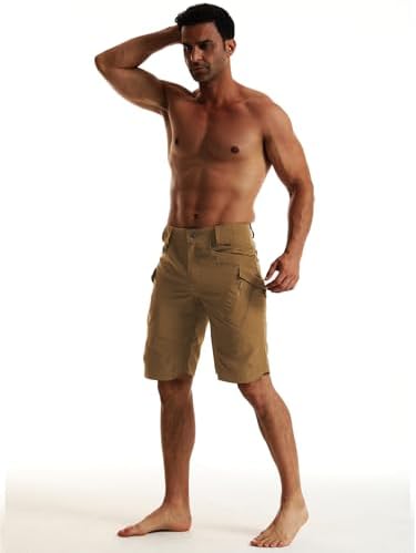 Men's Hiking Shorts Waterproof Tactical Cargo Short Pants Quick Dry Work Shorts with Multi Pockets(No Belt)