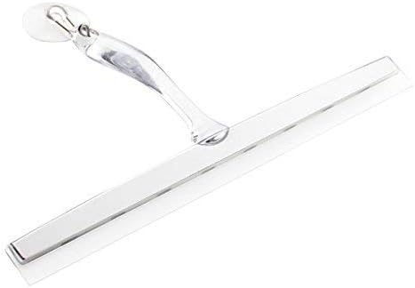 iDesign Zia Metal and Plastic Bathroom Squeegee for Shower, Glass Doors, Floors, Mirrors, with Suction Hook Holder , 12 Inches, Clear and Stainless Steel