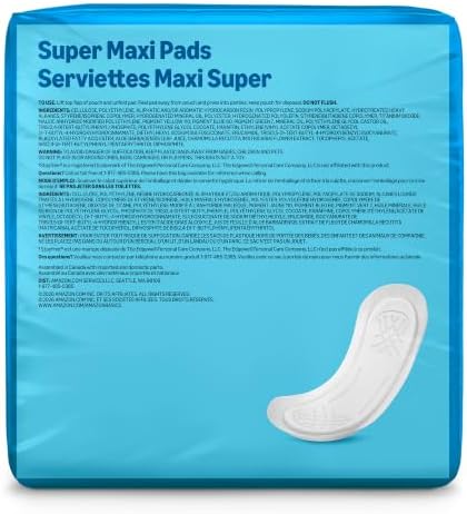 Maxi Pads for Periods- Thick, Super Absorbency, Unscented, 192 Count, (4 Packs of 48), Packaging May Vary