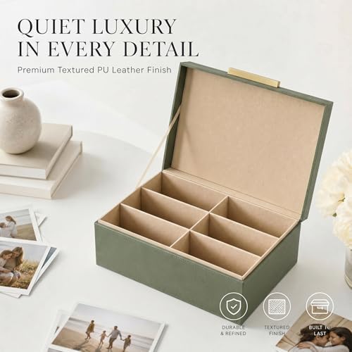 Decorative Photo Storage Box - PU Leather Organizer for 1200 4x6 Photos