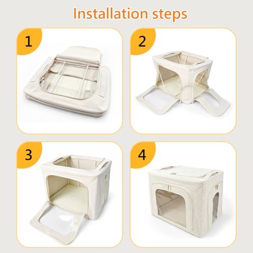 Clothes Storage Bins with Heavy-Duty Metal Frame, 3 Openings, 40L