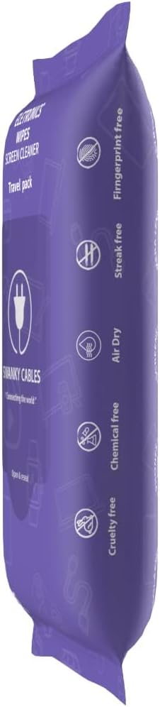 Swanky Cables Screen Cleaner Wipes: Electronic Wipes for Screens - Computer Screen Wipes for Lens, Phone, Tv Screen and Monitor Cleaning - Tech Wipes & Microfiber Cloth (Soft Wipes, 90 Count)