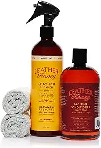 Leather Honey Conditioner and Cleaner Bundle with 16oz Conditioner, 16oz Spray Cleaner with UV Protectant, and Applicati