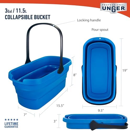 Professional 3-Gallon Collapsible Bucket, Portable Household Cleaning Supplies, Small Washing Buckets with Handles, Essential Water Container and Storage Organizer Tool
