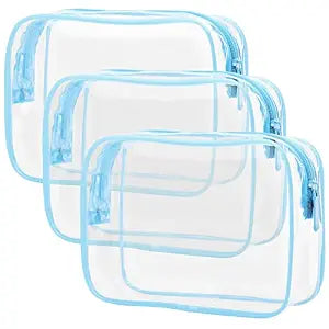 PACKISM TSA Approved Toiletry Bag - Clear Makeup Bag for Travel, Light Blue