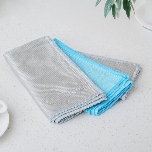 Water Activated Streakless Microfiber Eco Cleaning Cloth Set - Effortlessly Cleans Stainless, Glass & Stone - 3 Pack Set
