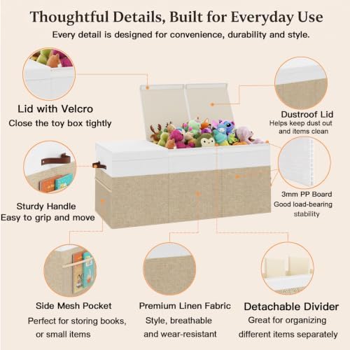 150L Extra Large Toy Storage Box with Lid for Boys Girls Nursery Playroom