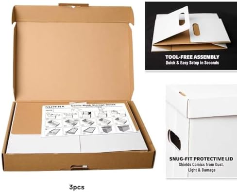 3 Pack Comic Book Storage Boxes Short Box Organizer for Collectors