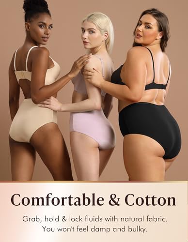 Washable Urine Absorbency Incontinence Underwear for Women Bladder Leak Proof Cotton Panties 60ML 5 Pack(Tricolor, Medium)