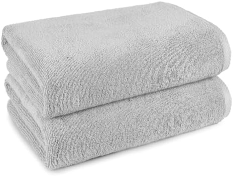 2 Piece Quick-Dry Oversize Bath Towel, 100% Cotton, 54" x 30", Platinum
