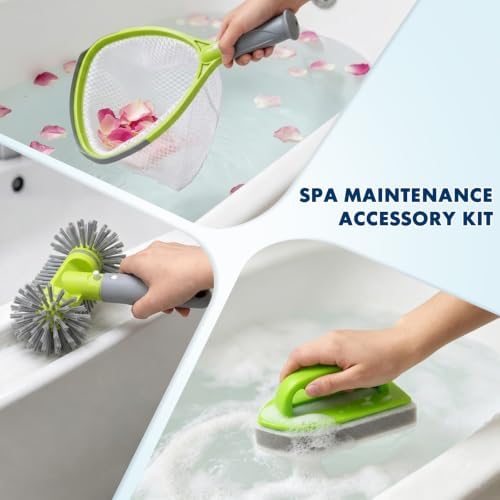 Spa & Hot Tub Cleaning Kit with Fine Mesh Skimmer, 3-Piece, Green