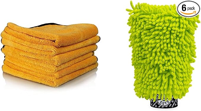 Chemical Guys Premium Microfiber Towel and Scratch-Free Microfiber Wash Mitt Bundle (6-Pack)