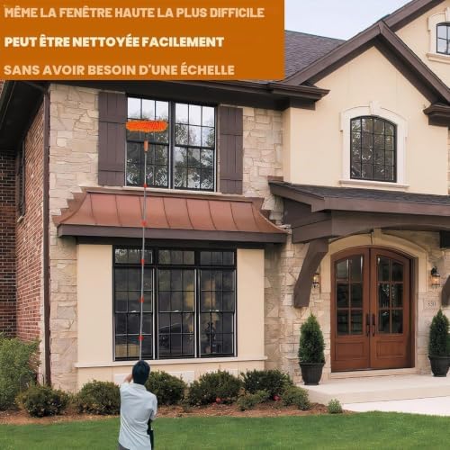 20 ft+ Reach Squeegee Window Cleaner Duster 2 in 1 Rotatable Window Cleaning Tool Kit with 3-14 ft Extension Pole, Window Washing Equipment for Indoor Outdoor Window Car Glass - 3 Pads