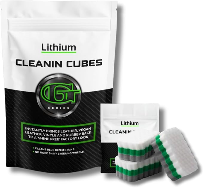 Lithium Cleaning Cubes- Hydrating Car Cleaner Interior for Leather, Plastic, Carpet, Vinyl, and Tesla Vegan Leather - No