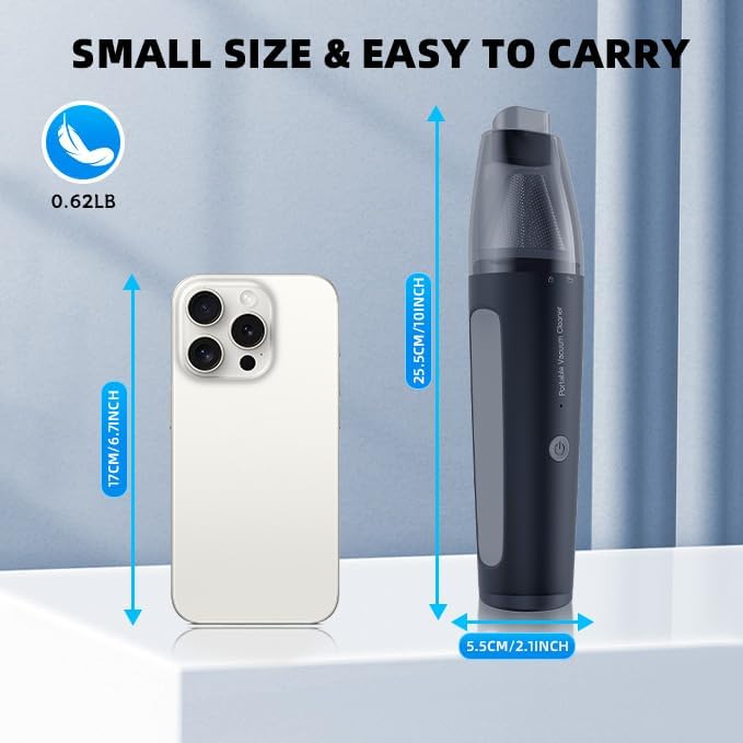 PATO Cordless Handheld Vacuum Cleaner, Mini Car Vacuum with PowerfulSuction, 1800mAh high-CapacitybatteryPortable Dust Collector Matte Black.