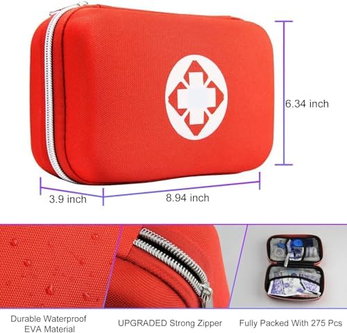 First Aid Kit 277PCS Car Home Camping Essentials Red Emergency Kit