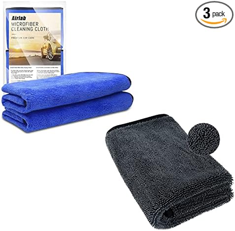 Airlab XL Microfiber Car Drying Towel Super Absorbent, Pack of 2 and Microfiber Towels for Cars Drying Super Absorbent C