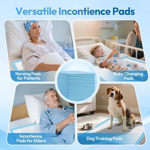Bed Pads Disposable Adult 40"x40" 60 Count, Extra Large Chucks Incontinence Underpads, Super Absorbent & Leakproof Chux Pads, Pee Pads for Pets, Adults & Kids, Puppy Training Pads