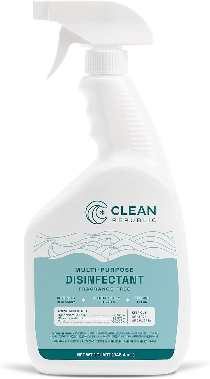 Multi-Purpose Disinfectant, Hypochlorous Acid Cleaner, 32oz Spray Bottle