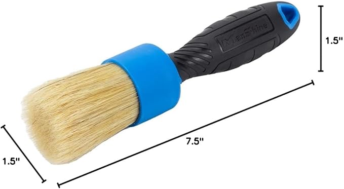 Maxshine Stubby Detailing Brush - Premium Detail Brush with 100% Natural Boar Hair Mixed Fiber for Auto, Wheels, Engine, Interior, Air Vents Cleaning - Bestselling Tool - Blue