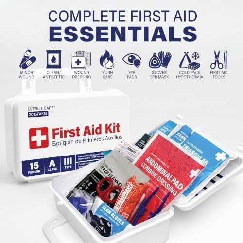 Small OSHA-Compliant First Aid Kit | ANSI Class A Type III, Mountable Emergency Kit with Metal Detectable Bandage for Business, Manufacturing, Industrial, Commercial Kitchen & Restaurant