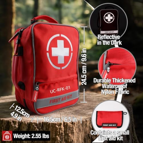 410 PCS First Aid Kit, Double‑Sided Reflective Well‑Organized Waterproof Emergency Supply Kit for Home, Car, Travel & Outdoor