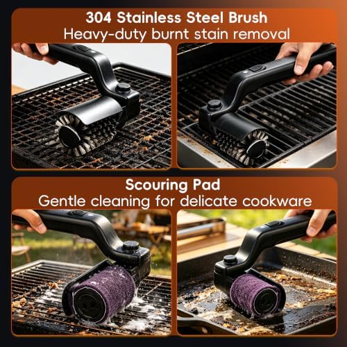 Grill Brush, Electric BBQ Grill Cleaner with 3-Speed Motor