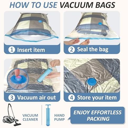 Vacuum Storage Bags with Hand Pump, Vacuum Seal Space Saver Bags,12 Small