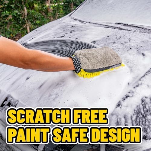 Three-Way Plush Microfiber Wash Mitt, Scratch-Free, 2 Pack