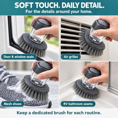 Tire Shine Applicator Brush, PBT Soft Bristles for Tire Cleaning,Grey