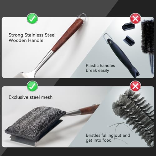 Grill Brush Bristle Free – Steam Cleans Burnt Grease Fast