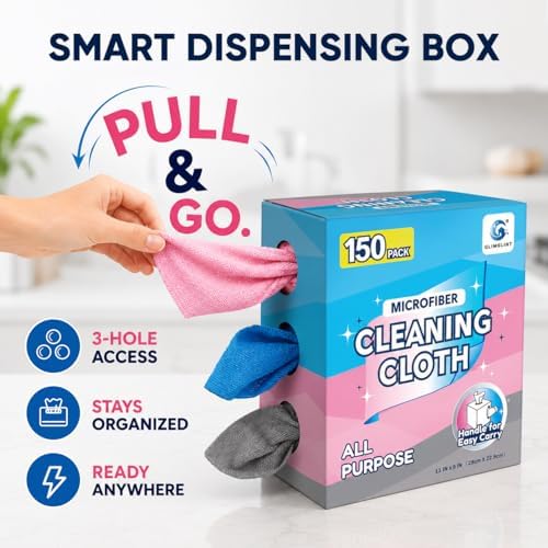 Microfiber Cleaning Cloth 150 Pack, Reusable Paper Towels 11 x 9