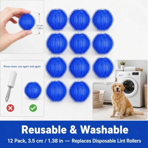 Pet Hair Remover for Laundry,Suitable for Washing Machines,Dryers-12PCS