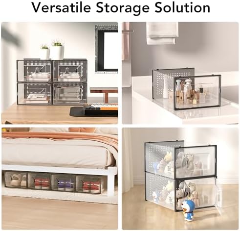 X-Large 15 Pack Shoe Storage Organizer Box Clear Plastic Stackable