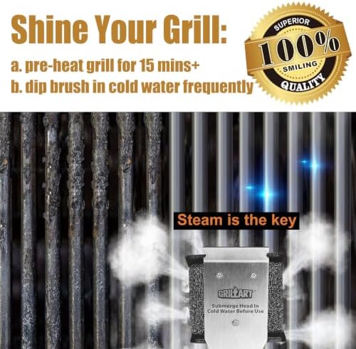 SteamWizards Grill Brush, Bristle Free & Outdoor BBQ Scrub Scraper
