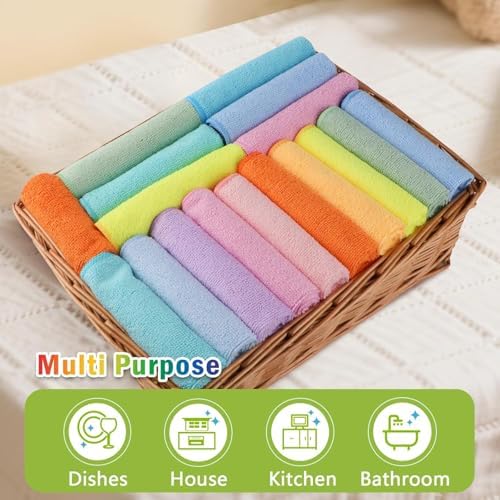 Microfiber Cleaning Cloth, 100PK, Cleaning Rags, 11.5"×11.5"