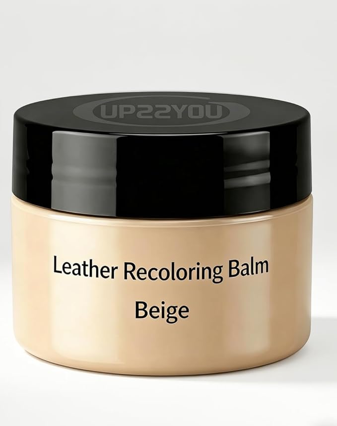 Beige Leather Recoloring Balm - Leather & Vinyl Color Restorer, Covers Scratches/Fading, for Car Seats, Sofas, Shoes & F