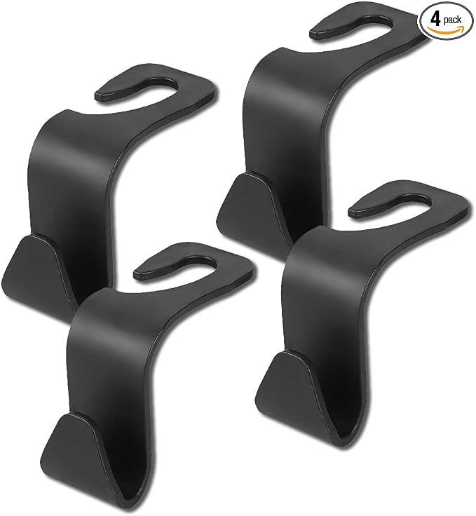 4PCS Car Seat Headrest Hooks, Auto Back Seat Hanger Holder, Durable Stylish Vehicle Organizer Universal Car Interior Acc