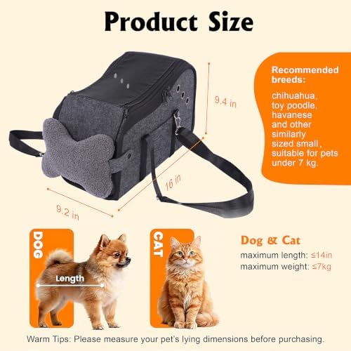 Console Dog Car Seat 2 in 1 Portable Dogs Armrest Booster Seat with Safety Belt & Pets Backpack for Small Dog/Cat