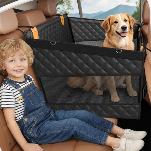 Large Dog Car Seat, Back Seat Extender for Dogs with Hard Bottom