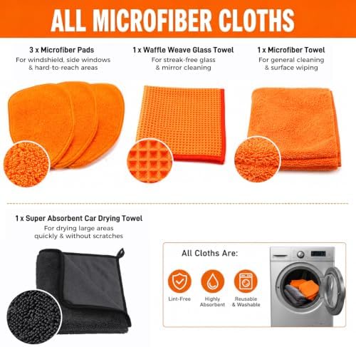 XINDELL Interior Windshield Cleaner Tool, Extendable Car Window Cleaning Kit with 360° Rotating Head
