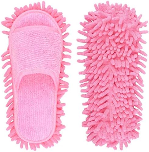Microfiber Slippers Floor Cleaning Mop Men and Women House Dusting Slippers Floor Cleaning Tool (pink)