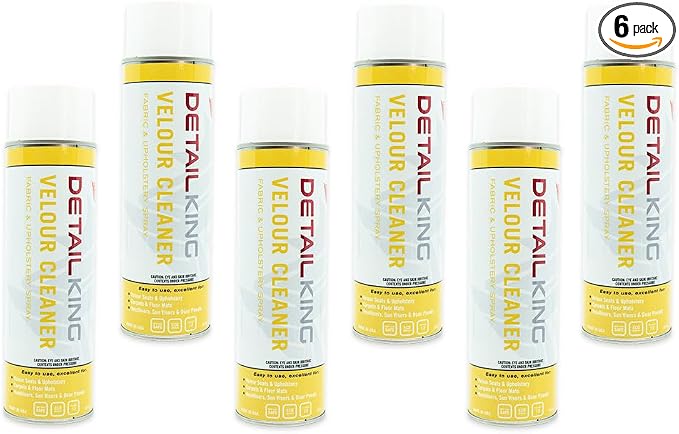 Detail King Automotive Velour Upholstery Cleaner (6 Pack) - Versatile Aerosol Spray - Fabric & Carpet