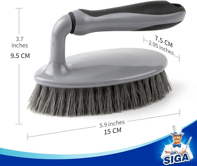 MR.SIGA Heavy Duty Scrub Brush with Comfortable Grip, Cleaning Brush for Bathroom, Shower, Sink, Floor, 2-Pack