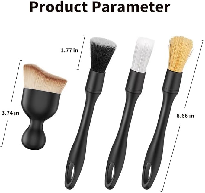 QioTceen Car Detailing Brush Set - 4-Piece Kit for Interior & Exterior Cleaning - Premium Car Wash Brush for Professional Results car Duster Interior