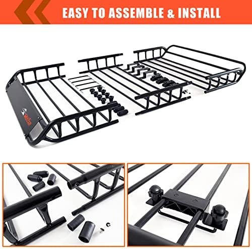 Roof Rack Rooftop Cargo Carrier Basket 51"*36"*5"+Waterproof Bag 15 Cu.Ft.