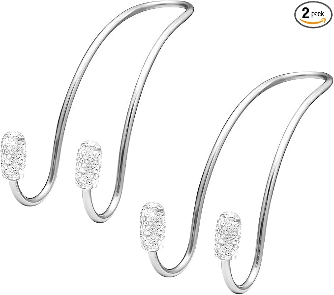 2PCS Car Headrest Hook, Bling Diamond Auto Hooks Stainless Steel Backseat Hangers, Universal Rhinestone Cute Seat Back O