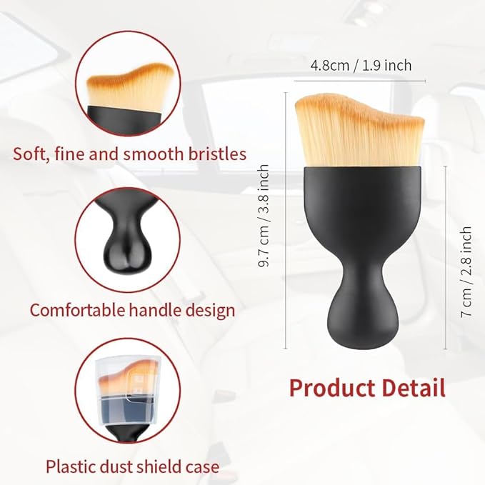 2PCS Car Interior Detailing Brush Set, Scratch-Free Soft Bristle Cleaning Tool for Dashboard, Air Vent, Piano Black Trim, Screen & Electronics